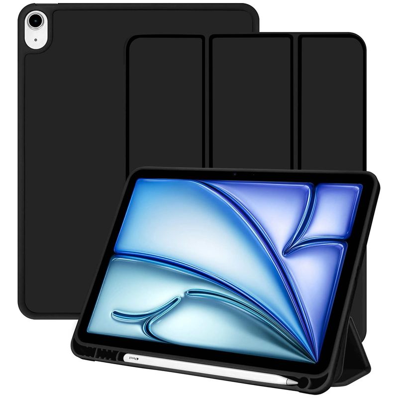 GENERICO - Funda Smart Case Portapencil Para iPad AIR 11 M2 M3 - NEGRO