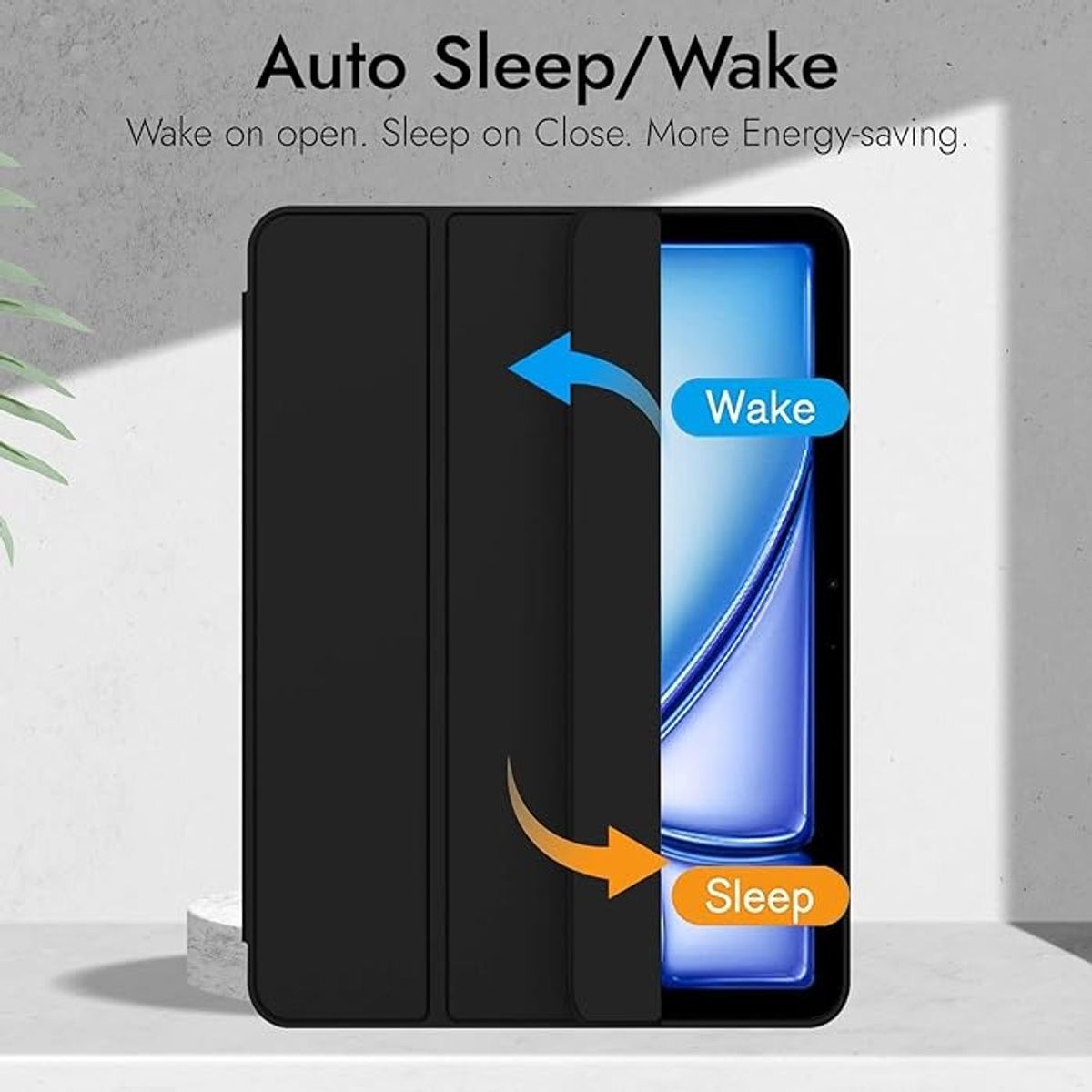 GENERICO - Funda Smart Case Portapencil Para iPad AIR 11 M2 M3 - NEGRO