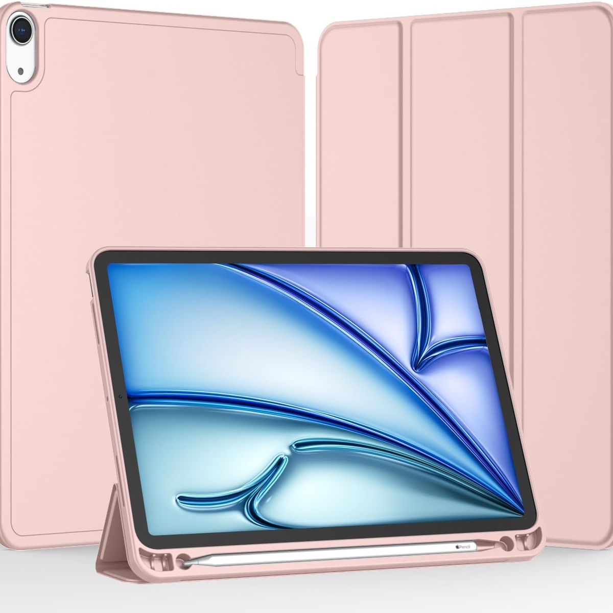 GENERICO - Funda Smart Case Portapencil Para iPad AIR 11 M2 M3 - ROSADO