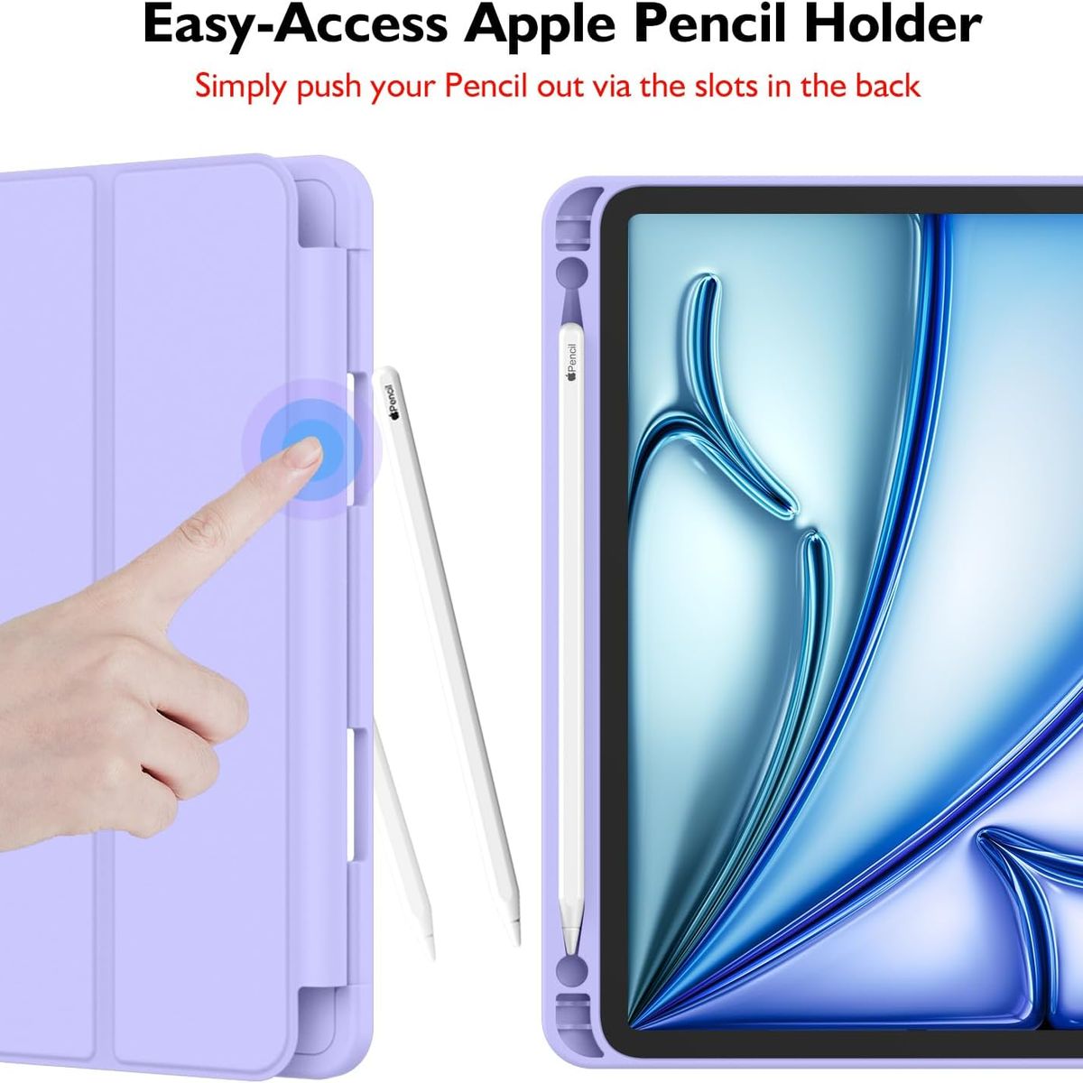 GENERICO - Funda Smart Case Portapencil Para iPad AIR 11 M2 M3 - LILA