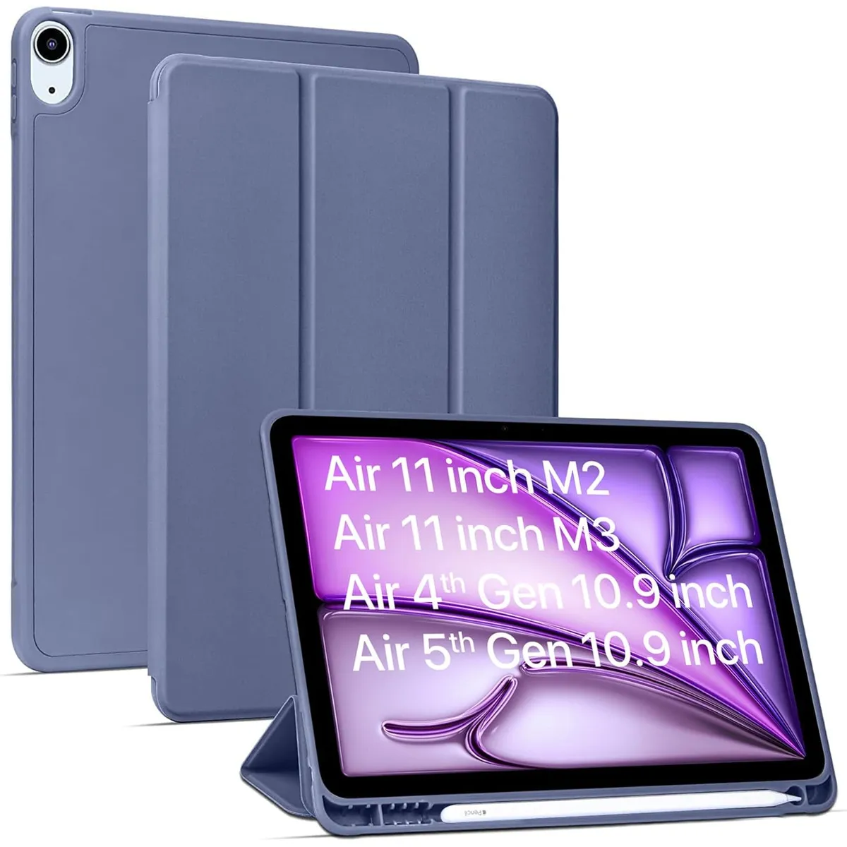 GENERICO - Funda Smart Case Portapencil Para iPad AIR 11 M2 M3 - LAVANDA