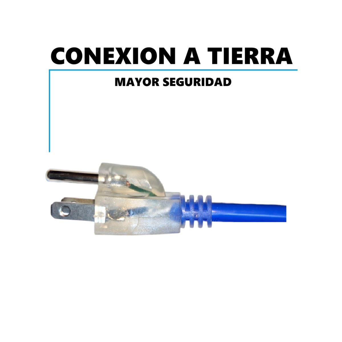 HOME LIGHT - Extensión Eléctrica Azul 5 Metros x 3 Tomas Conexión a Tierra