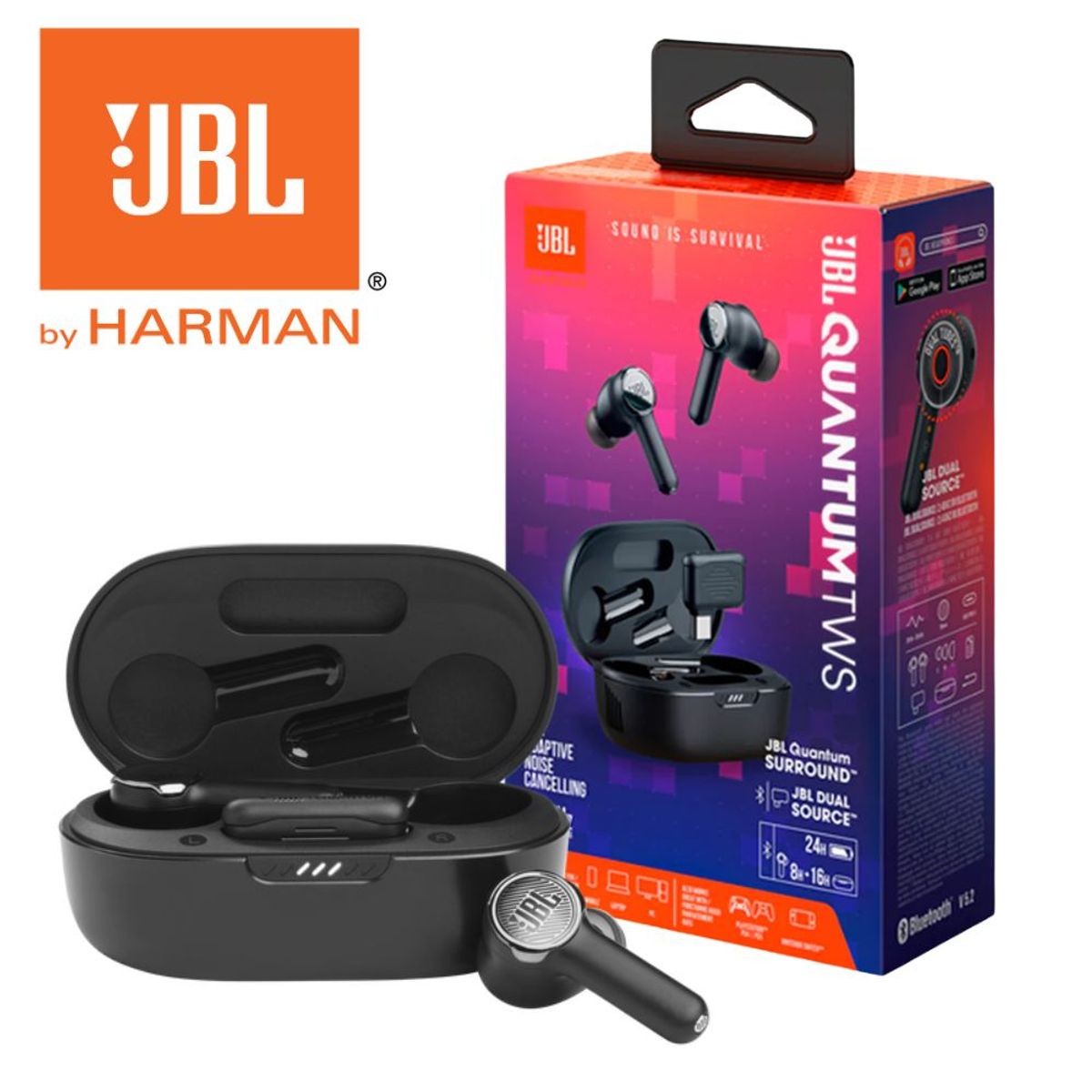 JBL - Audífono JBL Quantum TWS Bluetooth Black Sonido Inmersion