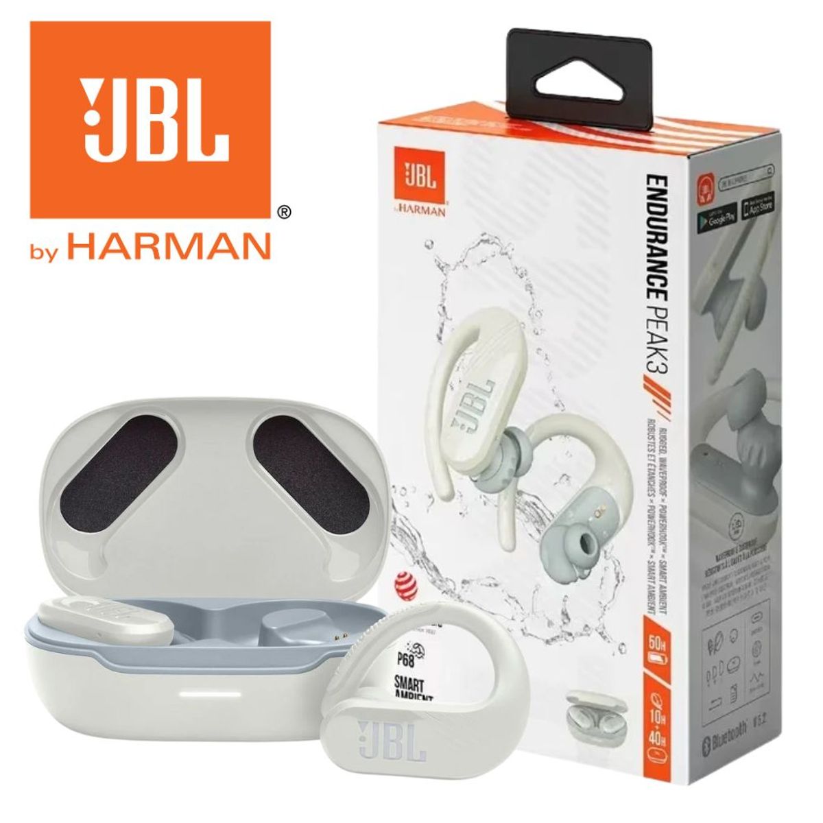 JBL - Audífonos JBL Endurance Peak 3 Bluetooth Pure Bass Blanco