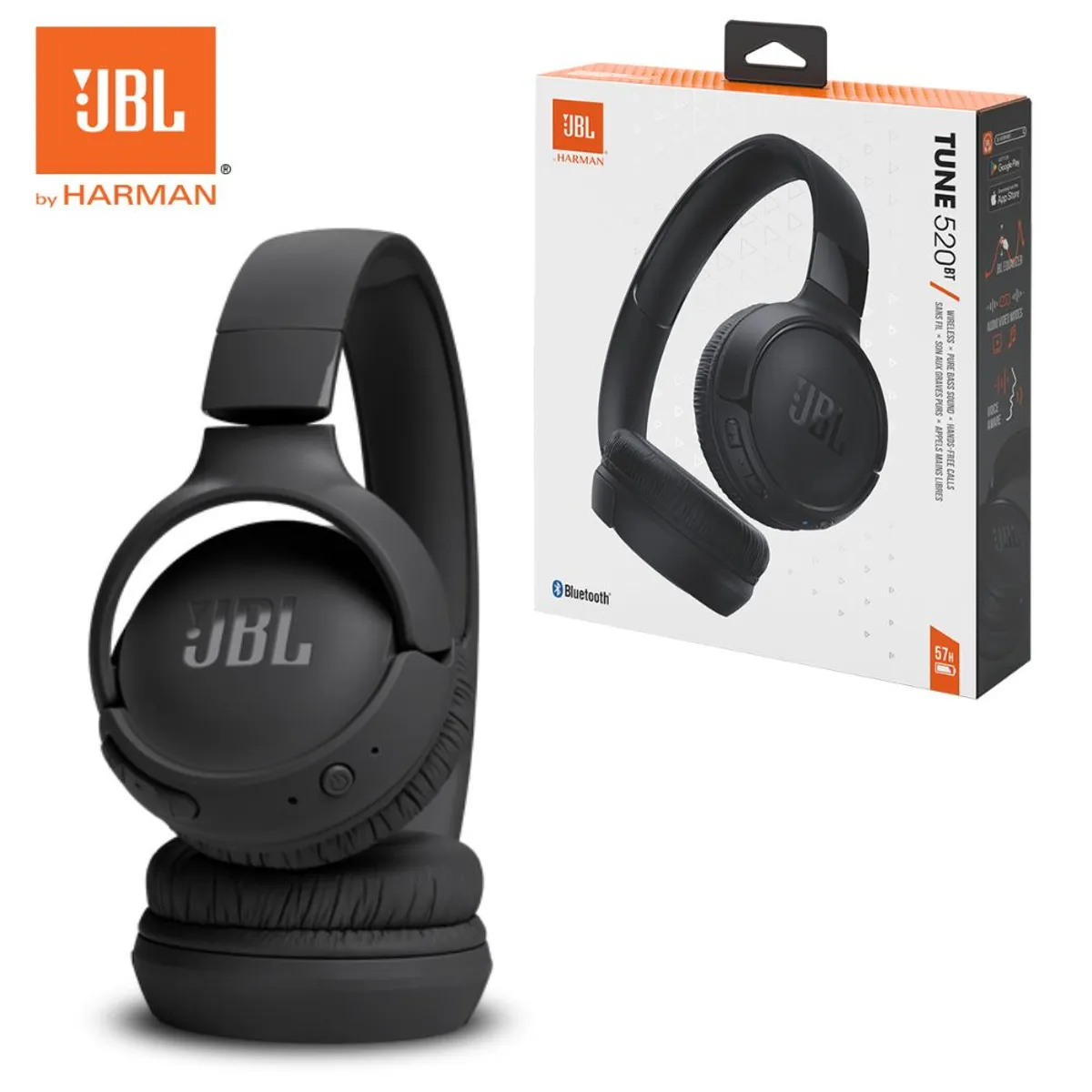 JBL - Audífonos JBL Tune 520BT On-Ear Bluetooth 57 Horas Negro