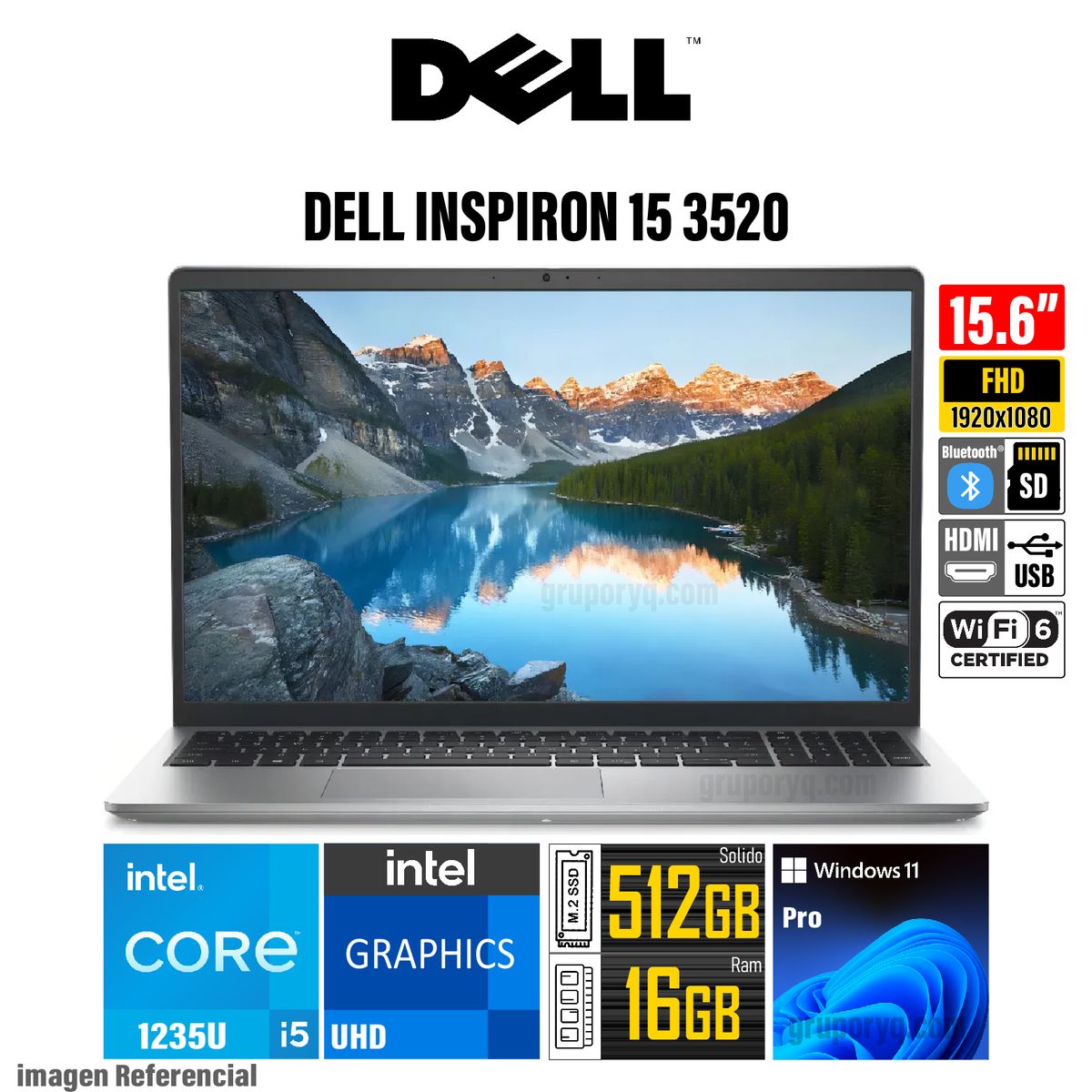 DELL - Laptop DELL INSPIRON 15 3520 Intel Core i5-1235U Pantalla 15.6" FHD 16GB 512GB -HKG75