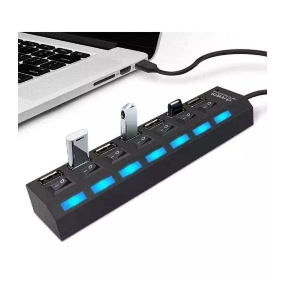 SEISA - HUB USB 7 PUERTOS CON LED INDICADOR USB 2.0 SEISA