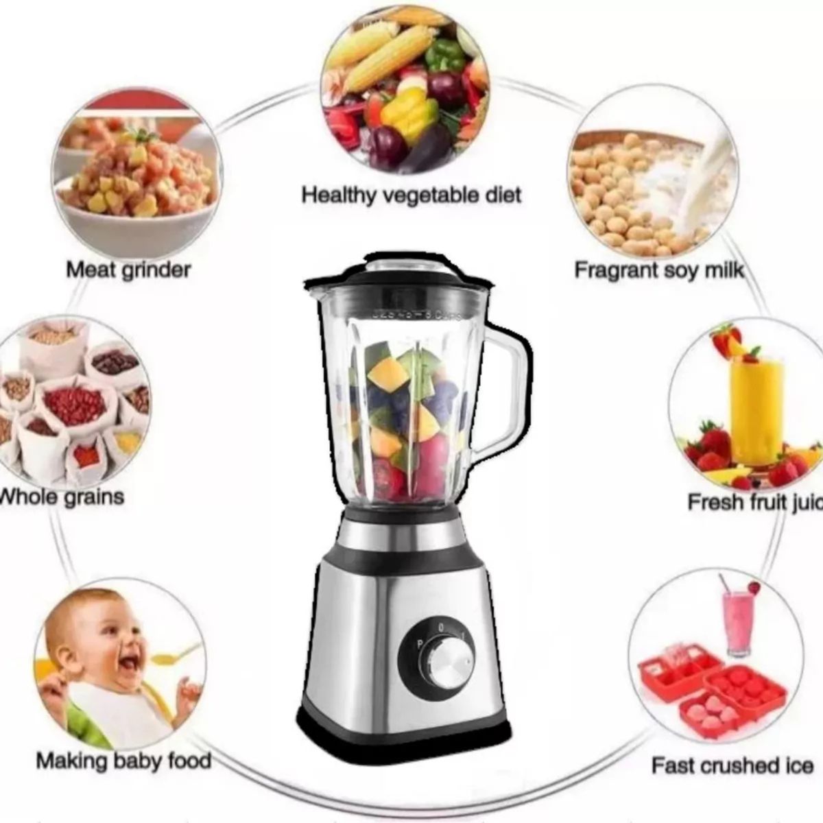 GENERICO - Licuadora Eléctrica 2 en 1 De 1.5 Litros RAF Triturador 350w