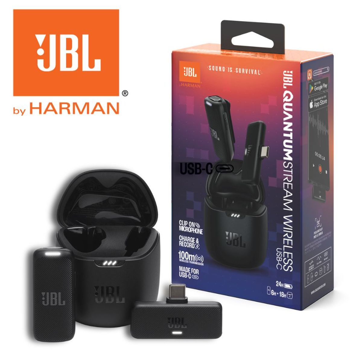 JBL - Micrófono inalámbrico USB-C con solapa Jbl Quantum Streamnegro