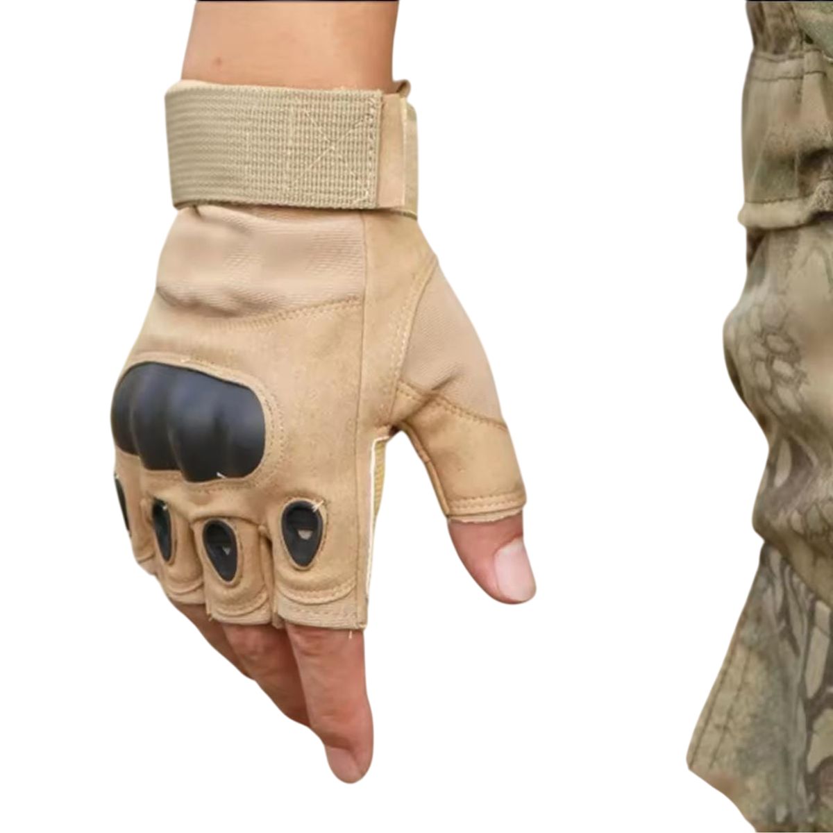 GENERICO - Guantes Mitones Tácticos para moto bicicleta - Beige