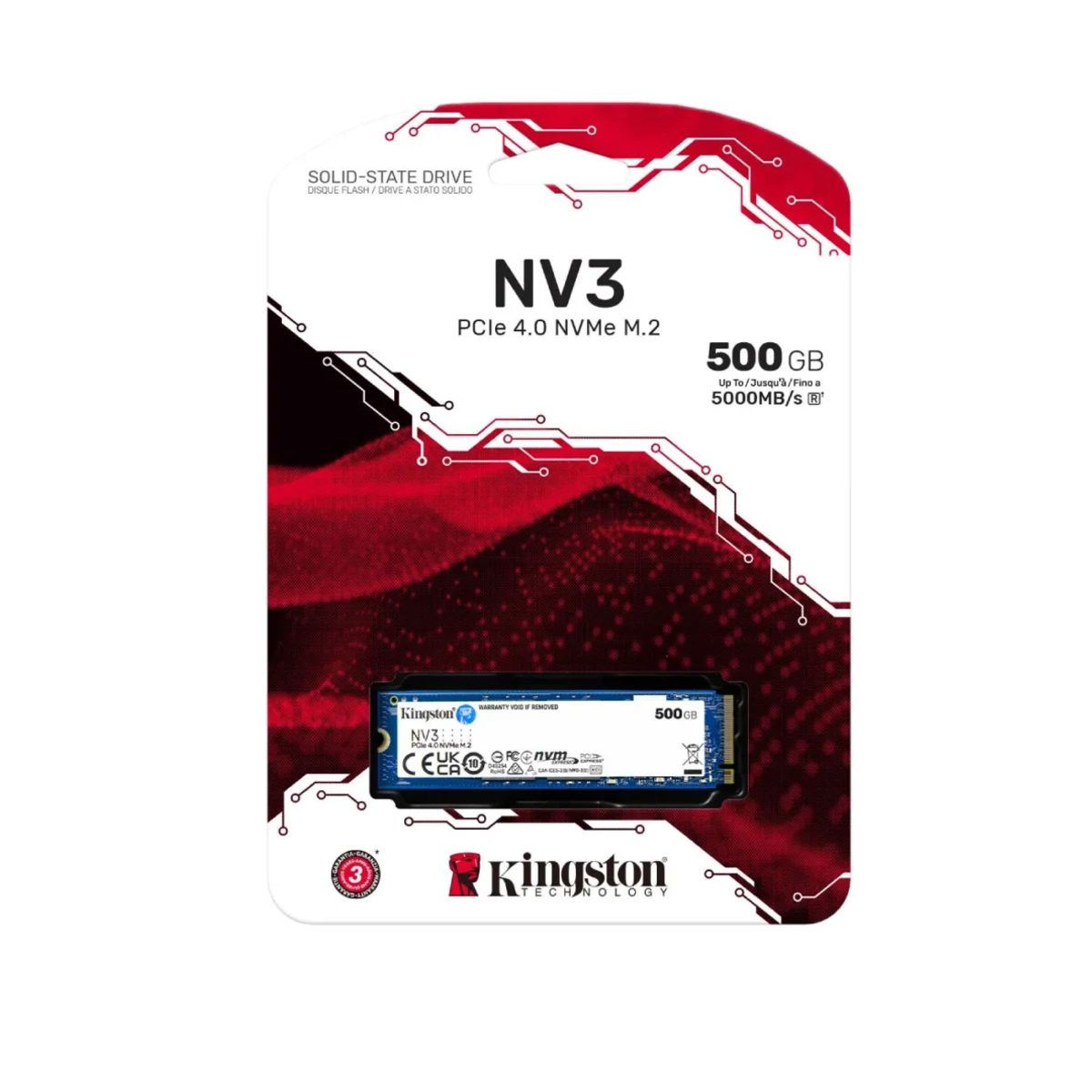 KINGSTON - Disco Sólido Kingston 500Gb Nv3 Nvme Pcie 4.0 Color Azul