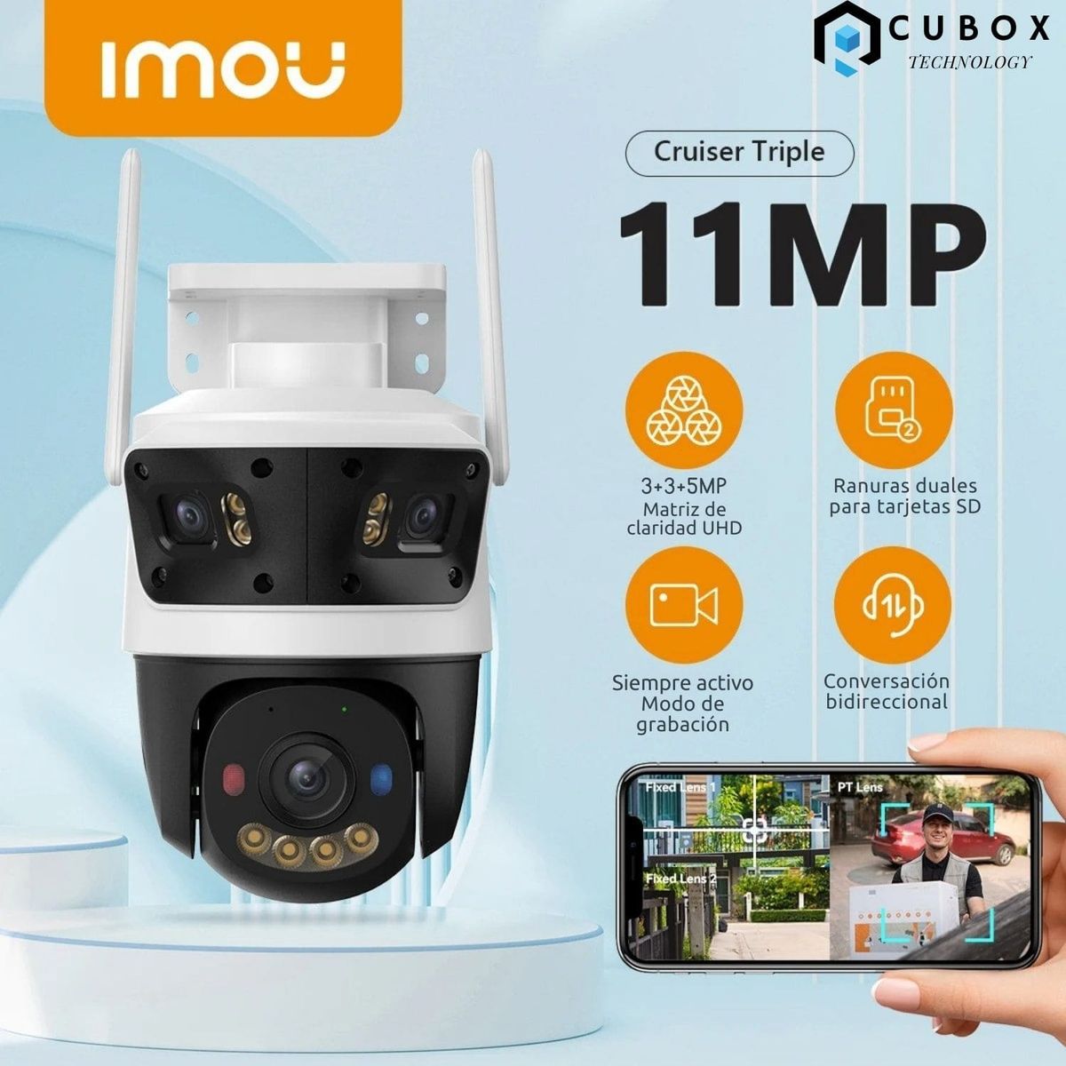IMOU - Cámara WiFi Triple Lente IMOU 11MP  Visión Total 360° UHD