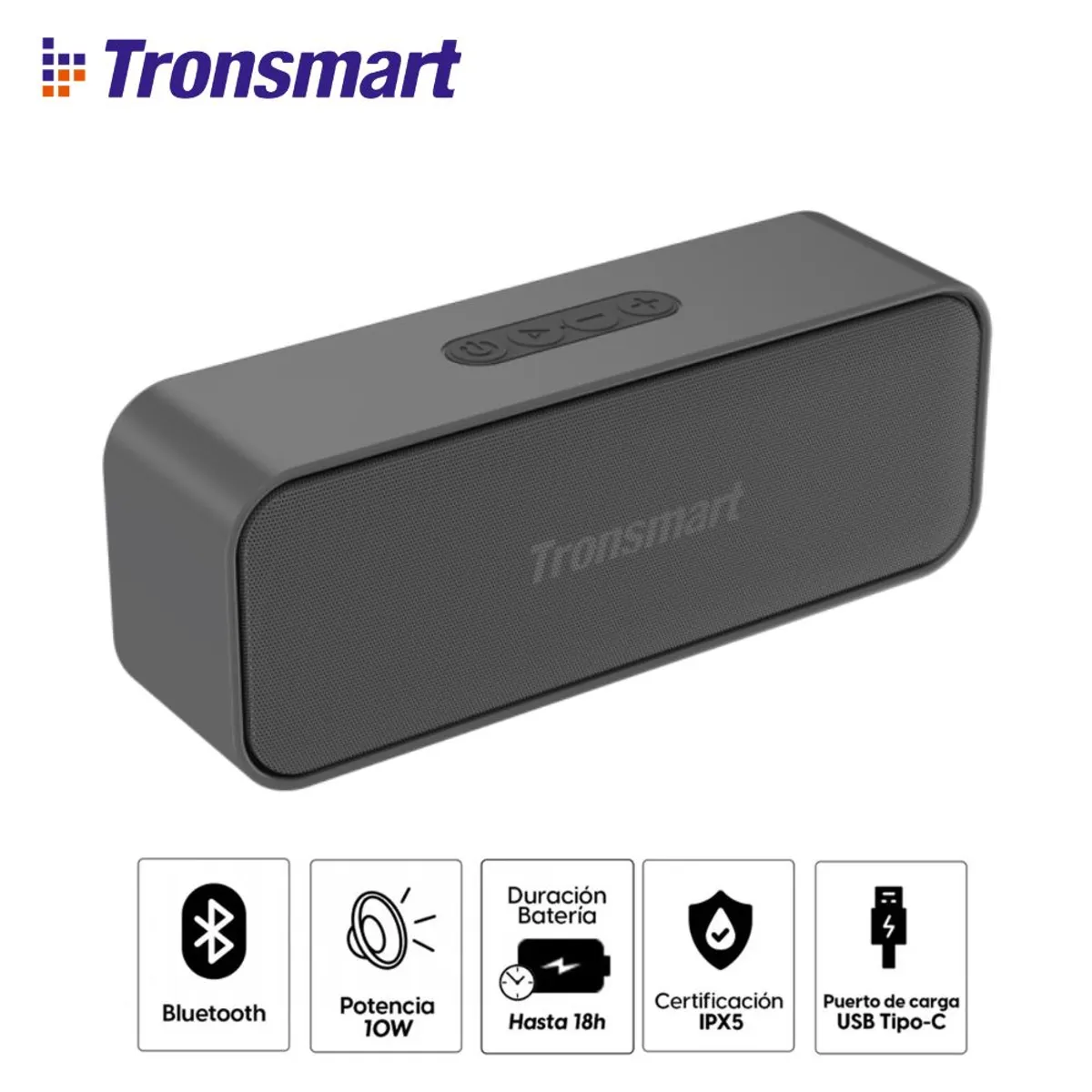 TRONSMART - Parlante Tronsmart T2 Mini Portátil Bluetooth hasta 18 Horas Negro