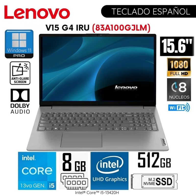 LENOVO - Laptop Lenovo V15 G4 IRU Intel Core i5-13420H 8GB Ram 512GB SSD 156″ FHD 83A100GJLM WIN11