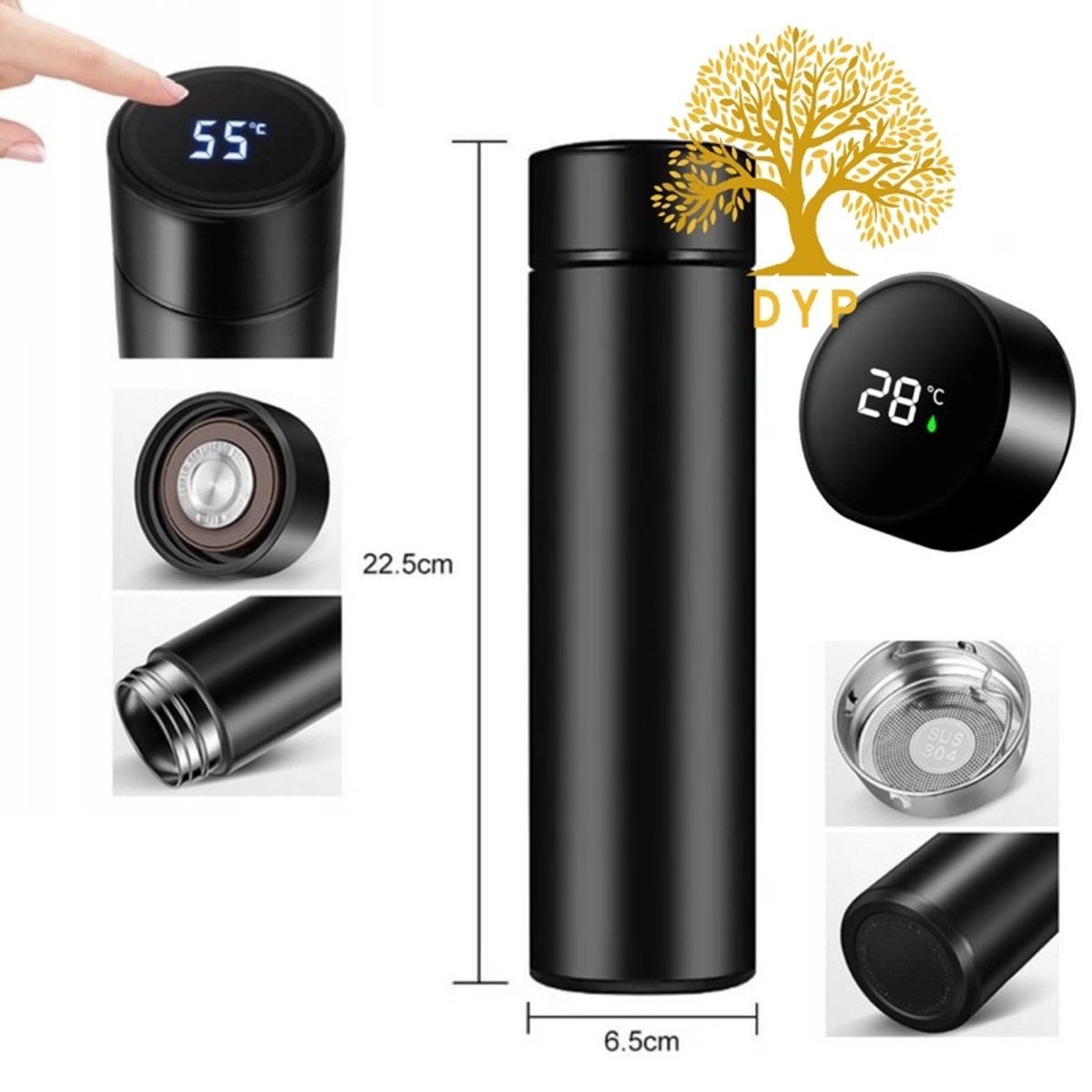 GENERICO - TERMO DIGITAL TACTIL LED CONTROL TEMPERATURA TACTIL  A.INOXIDABLE NEGRO