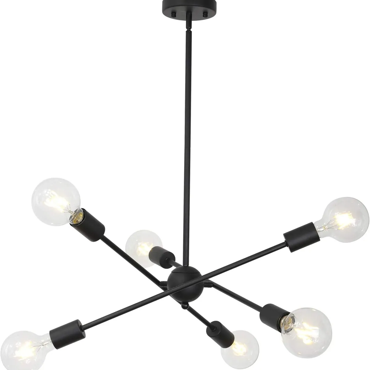 PUREPOWER - Lámparas de araña Lujo Iluminación colgante con 6 E26 Negro