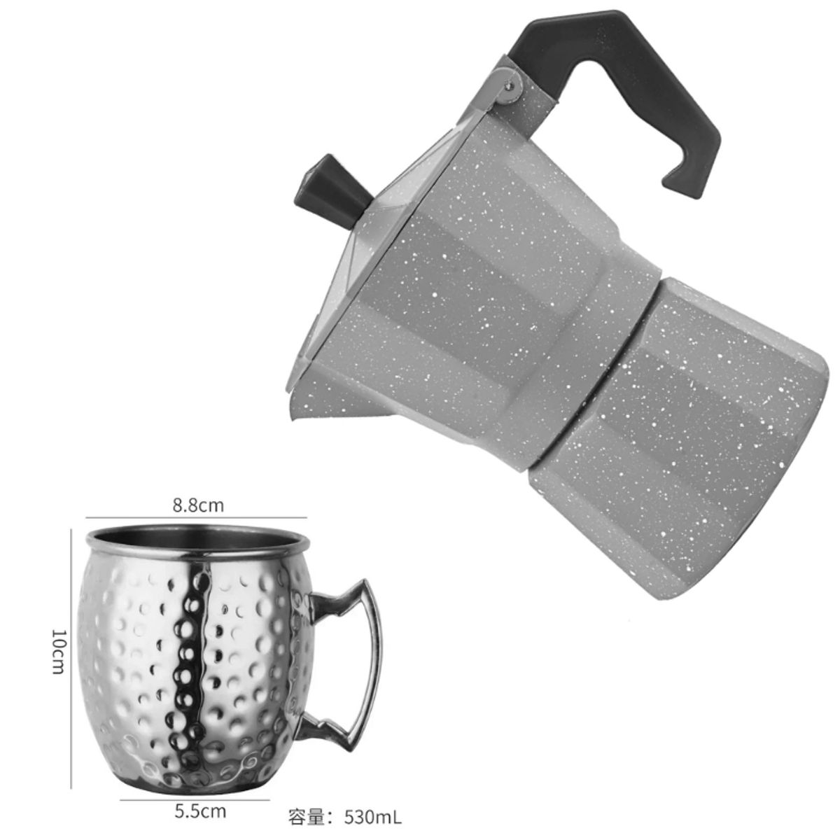 GENERICO - Cafetera moka en granito 3 tz + taza acero