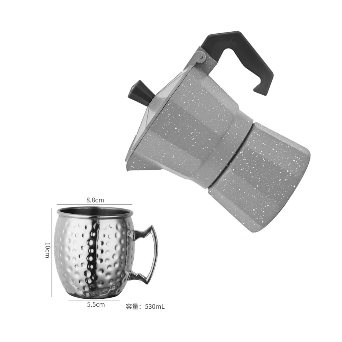 GENERICO - Cafetera moka en granito 3 tz + taza acero