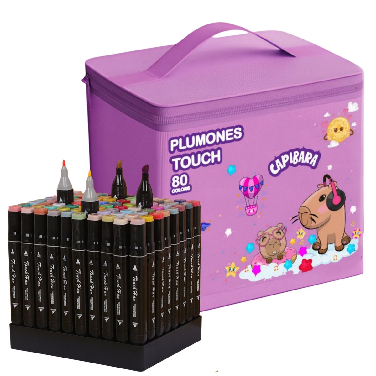 TOUCH - plumones marcadores 80 und doble punta capibara rosado