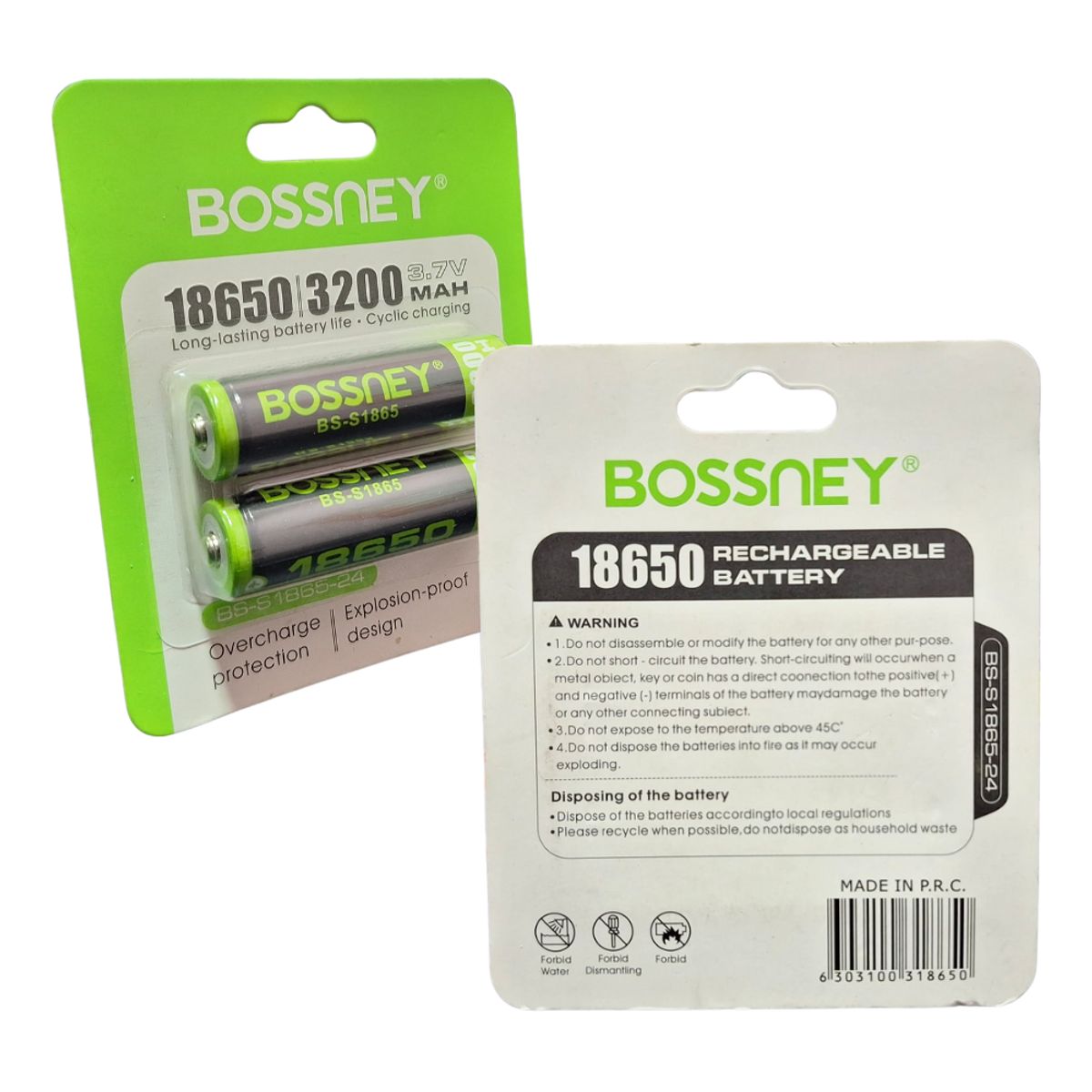 GENERICO - Baterias Recargables 18650 4.2v 3200mah Litio BOSSNEY BS-1865-24