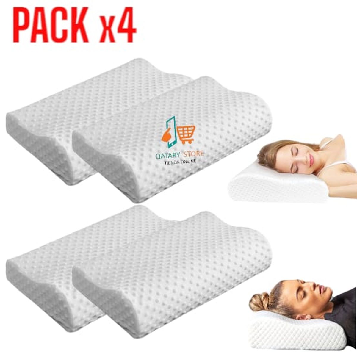 OEM - PACK x4 Almohada con Memoria Ergomonica Ortopedica Viscoelastica
