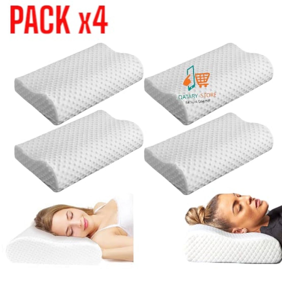 OEM - PACK x4 Almohada Ortopédica Cervical Viscoelástica con Memoria