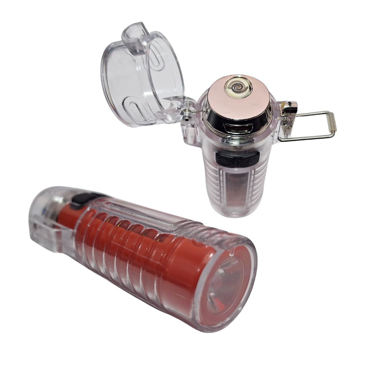 GENERICO - Encendedor Quemador con Linterna Led Recargable Rojo
