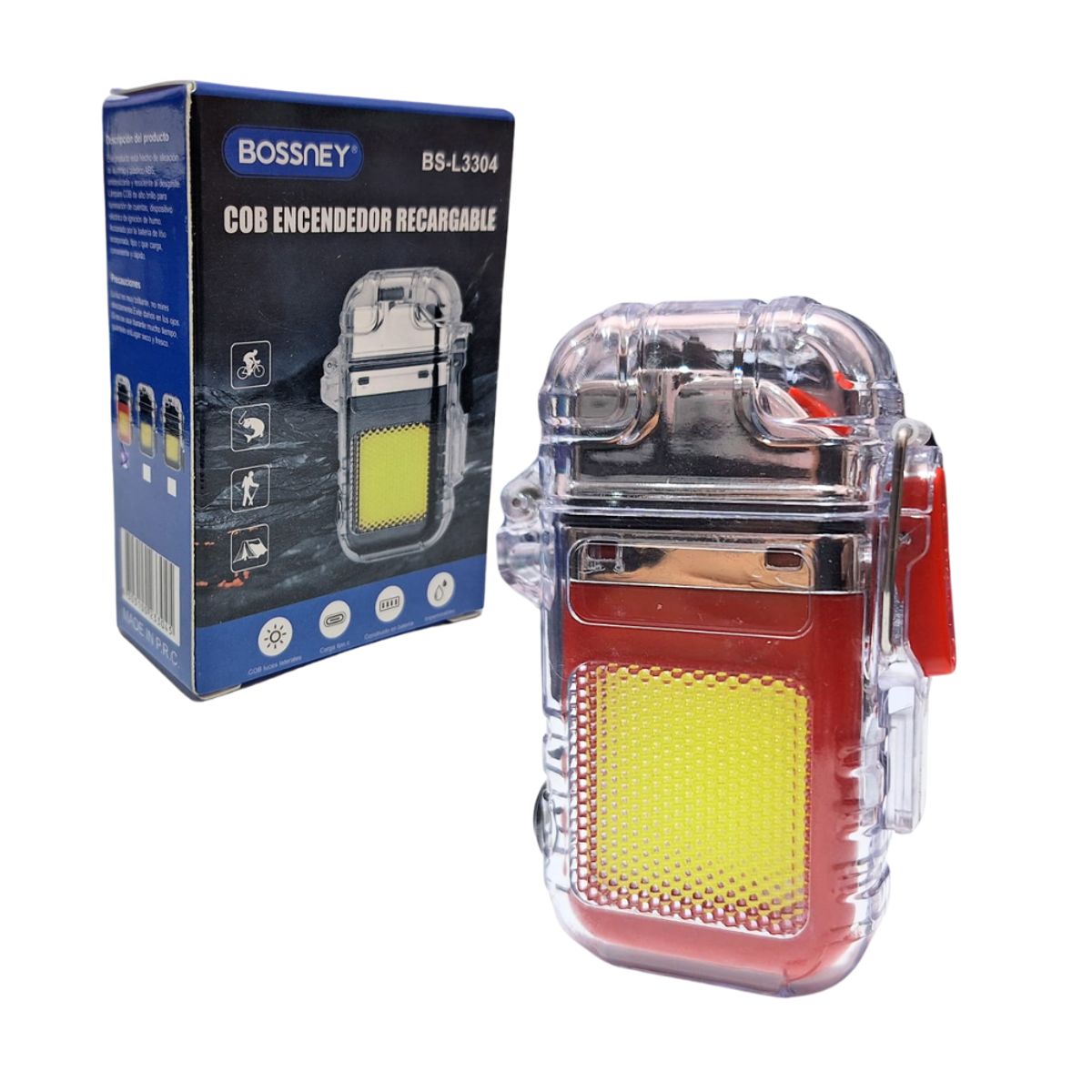 GENERICO - Encendedor Electrico Modelo Zippo-Linterna Recargable Rojo