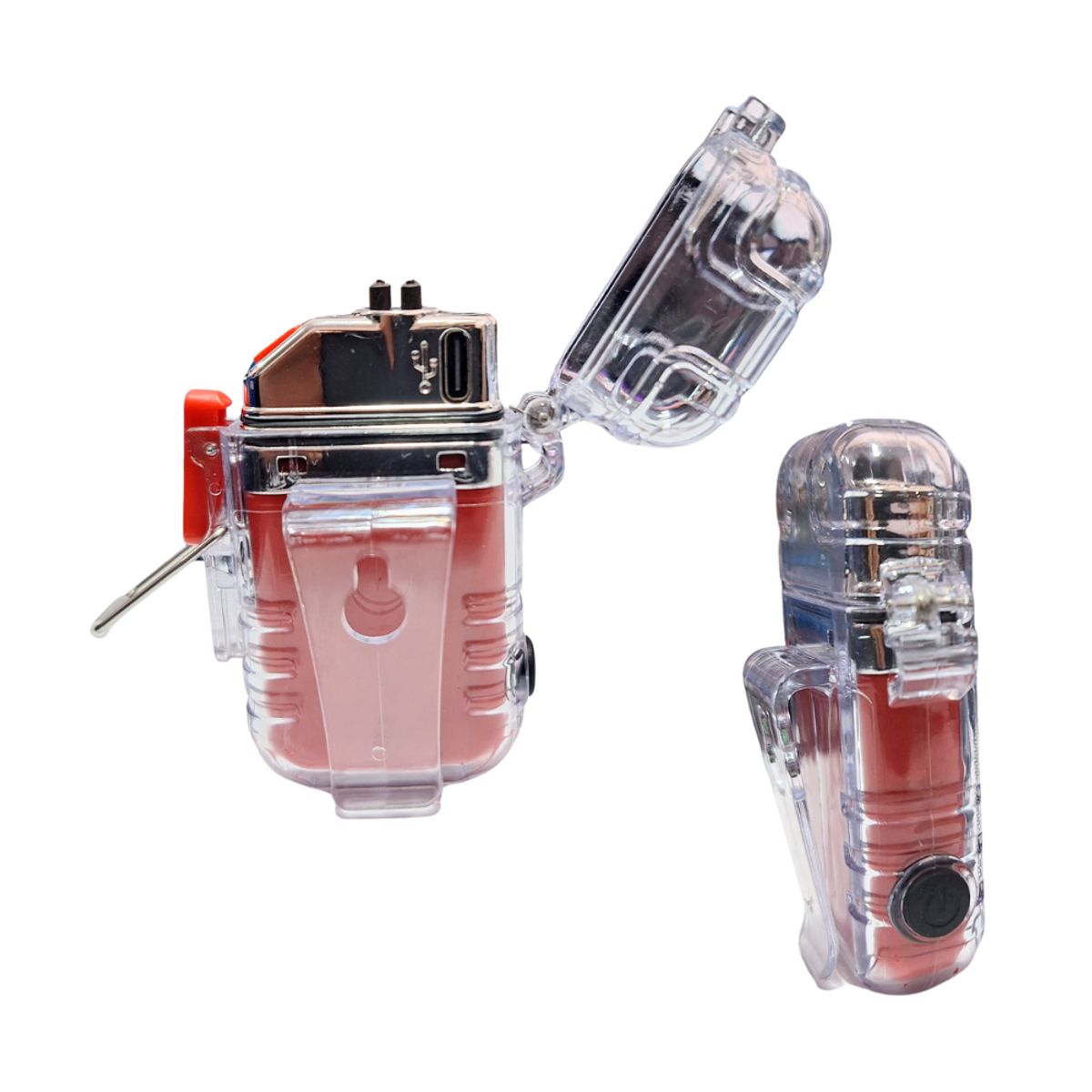 GENERICO - Encendedor Electrico Modelo Zippo-Linterna Recargable Rojo