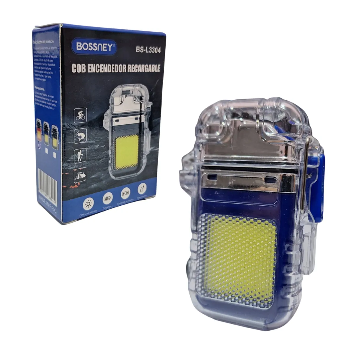 GENERICO - Encendedor Electrico Modelo Zippo-Linterna Recargable Azulin