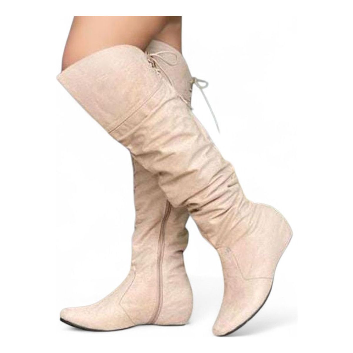 GENERICO - Bota Gamuza Mujer Taco Interno 5 2086L-60 Color Beige