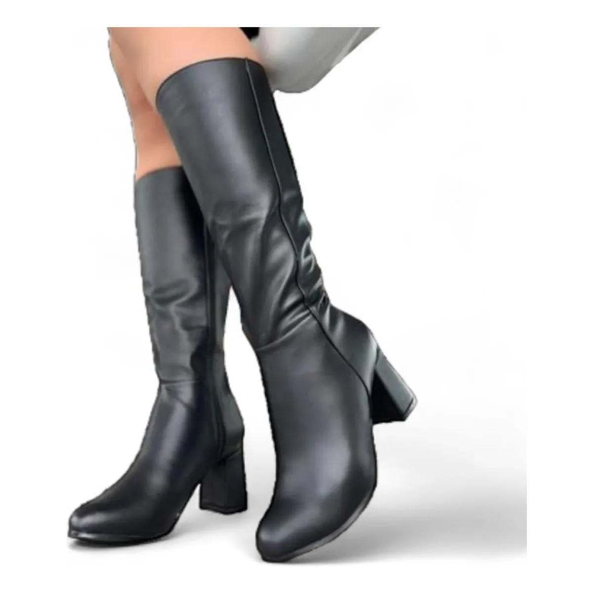 GENERICO - Bota Larga Clasica Mujer Taco 7 2086L-75 Color Negro