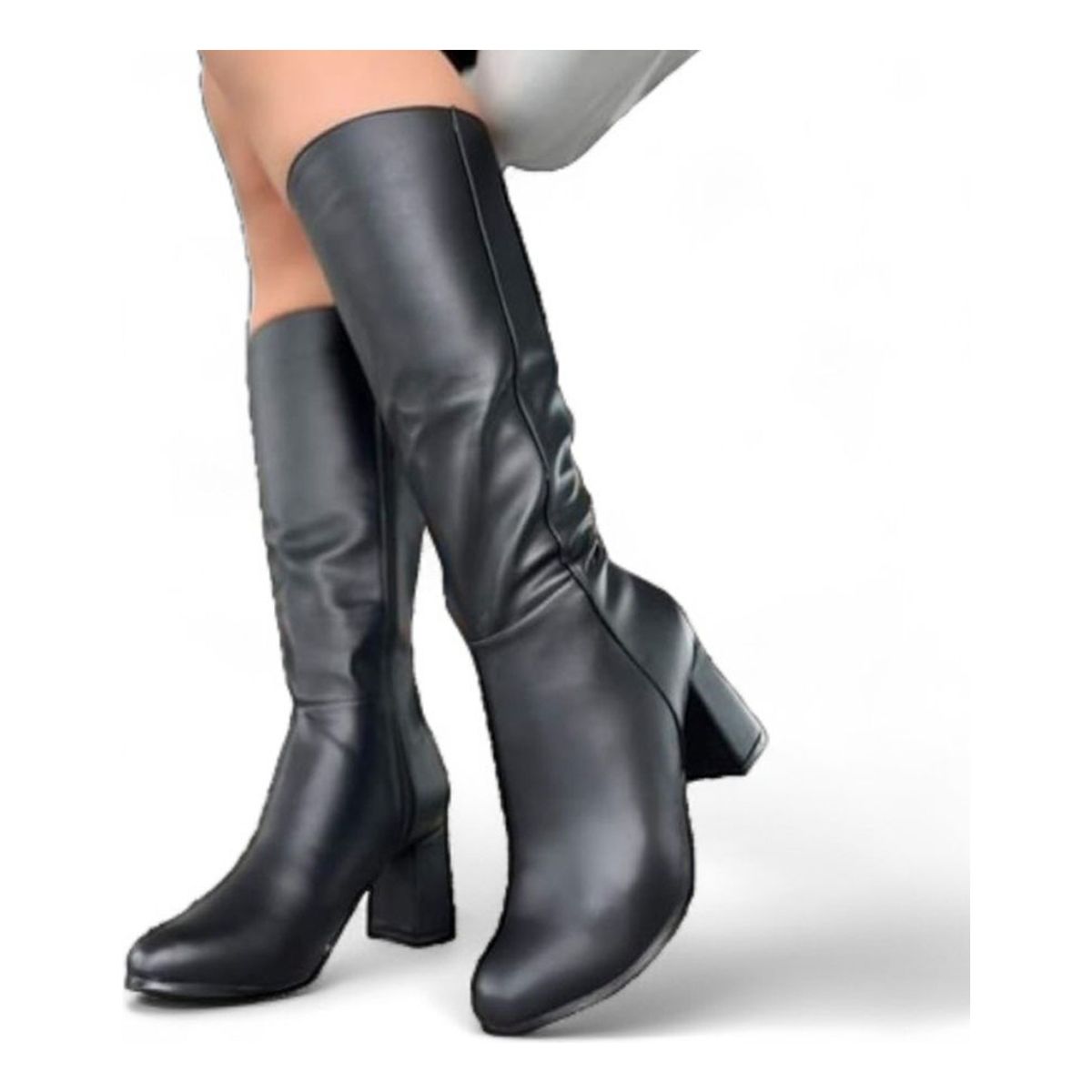 GENERICO - Bota Larga Clasica Mujer Taco 7 2086L-75 Color Negro