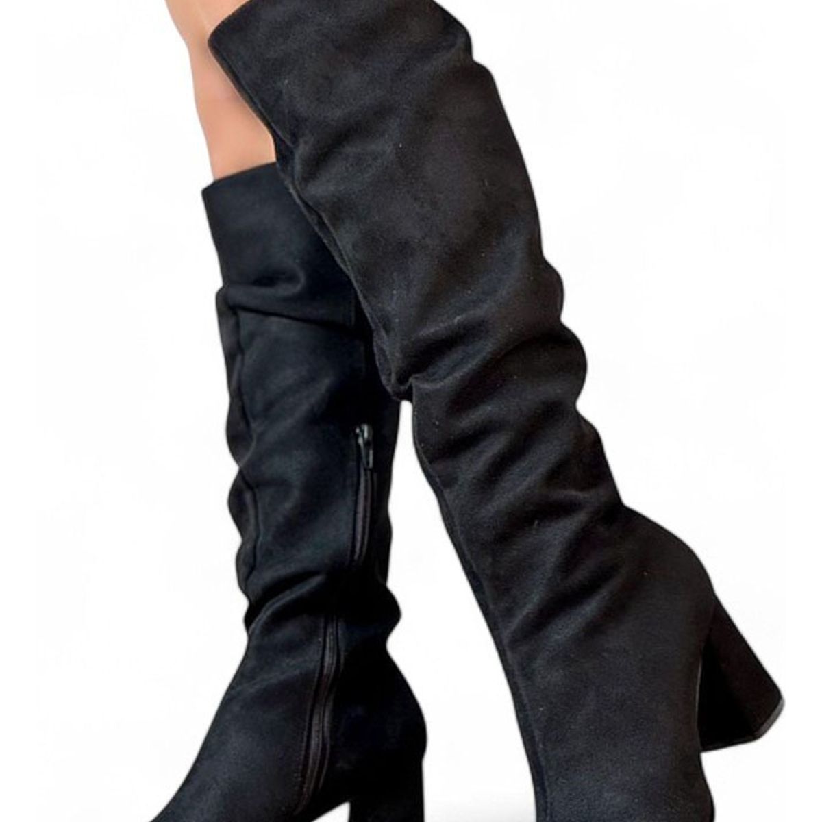 GENERICO - Bota Mujer Clasica Gamuza 2086L-75 Taco 7 Color Negro