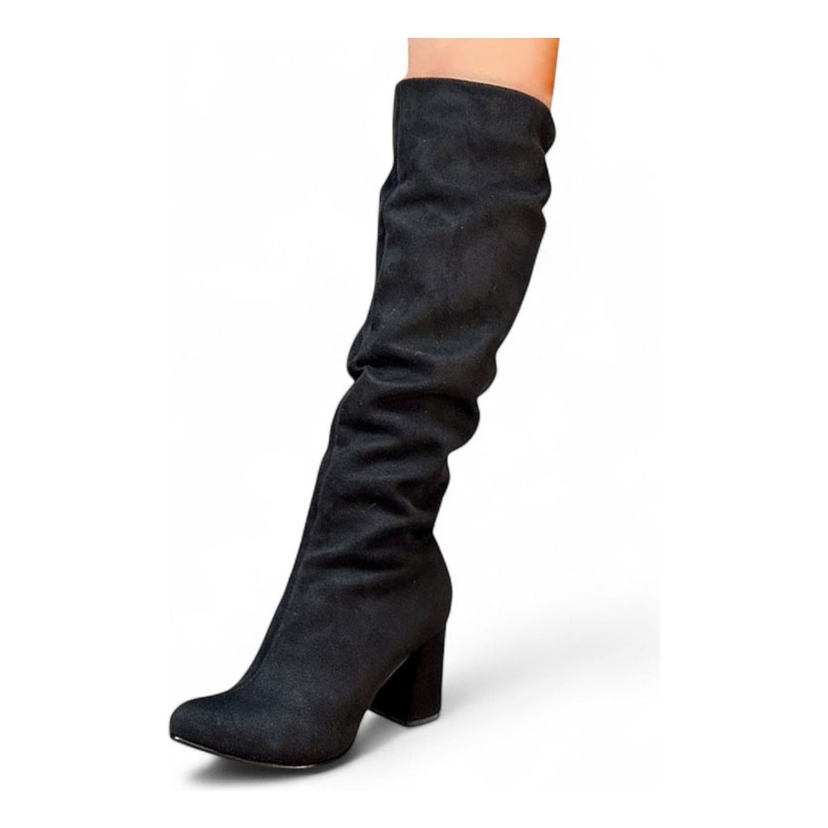 GENERICO - Bota Mujer Clasica Gamuza 2086L-75 Taco 7 Color Negro