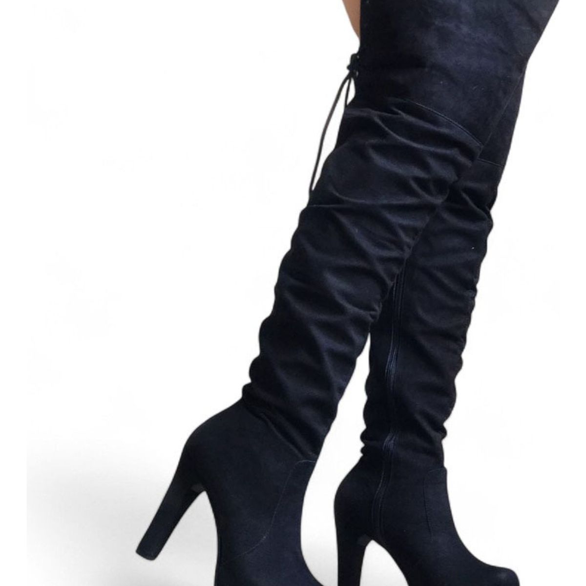 GENERICO - Bota Mujer Gamuza Taco 11 Delgado Plataforma 2086L-80 Color Negro