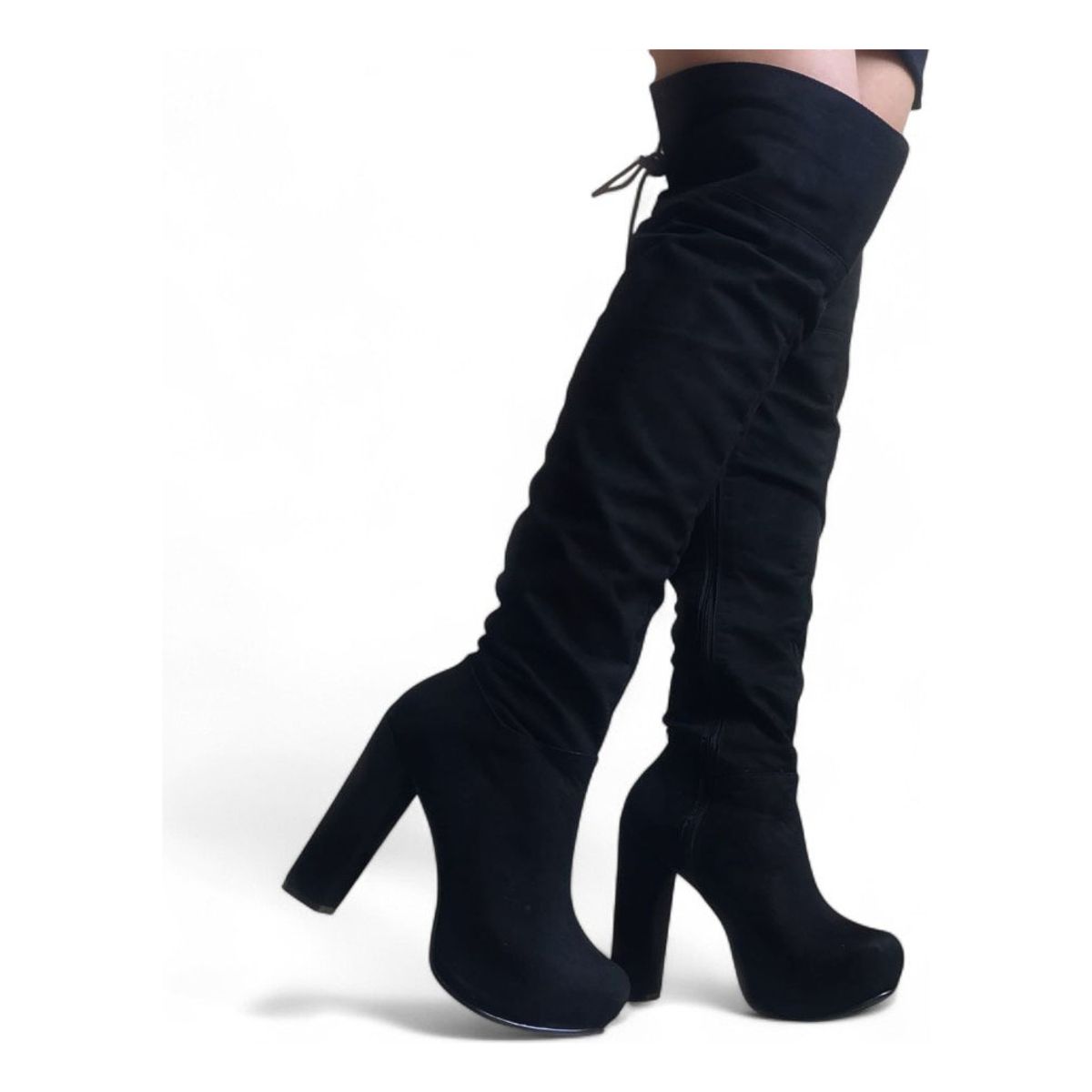 GENERICO - Bota Mujer Gamuza Taco 11 Grueso Plataforma 2086L-80 Color Negro