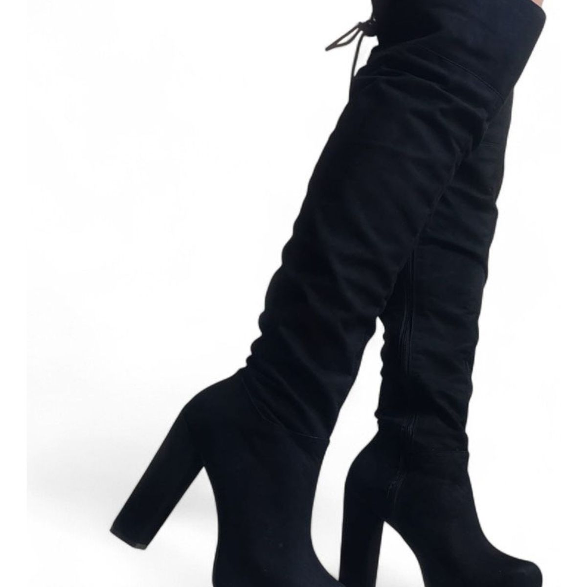 GENERICO - Bota Mujer Gamuza Taco 11 Grueso Plataforma 2086L-80 Color Negro