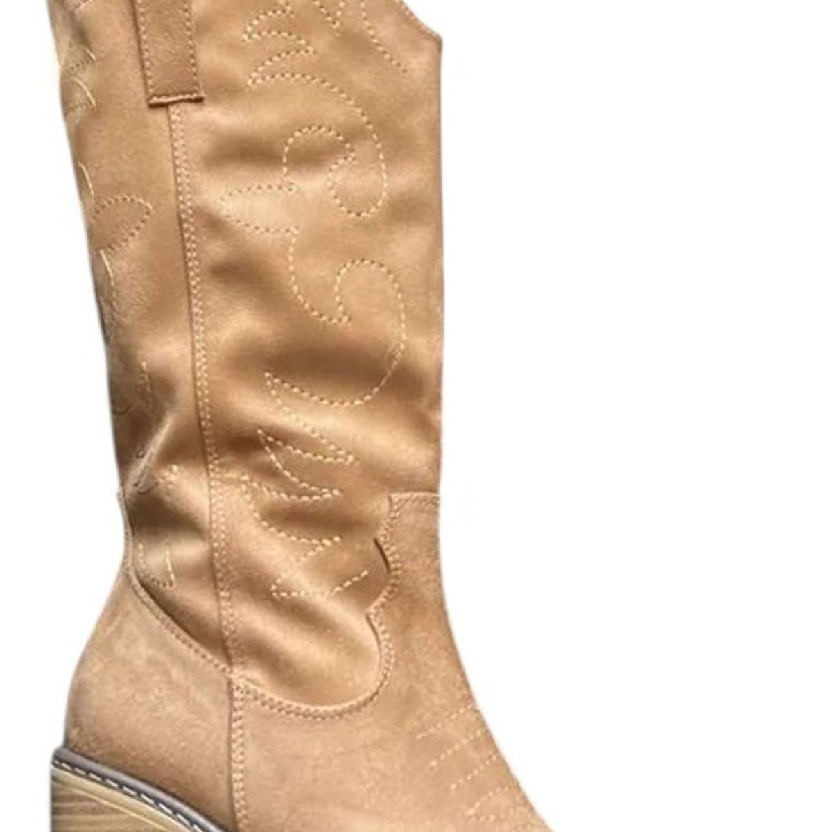 GENERICO - Bota Mujer Larga Texana Clasica Taco 7 Cm 2086L-80 Color Beige