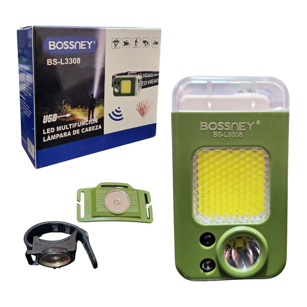 GENERICO - Linterna Frontal Con Sensor Iman y Encendedor BS-L3308