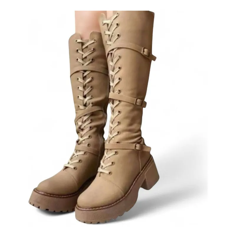 GENERICO - Bota Mujer Warrchic 2086L-75 Taco 5 Beige