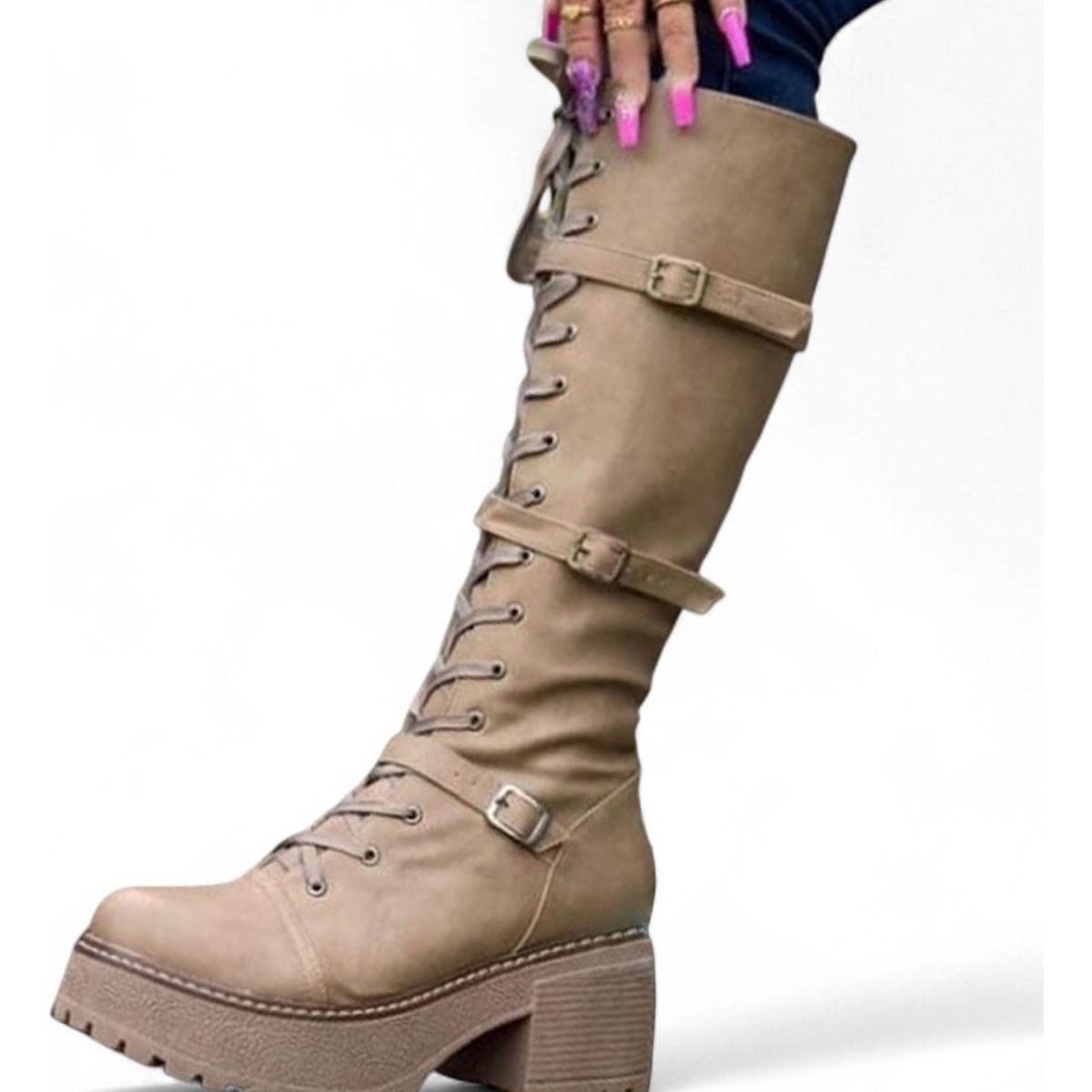 GENERICO - Bota Mujer Warrchic 2086L-75 Taco 5 Beige