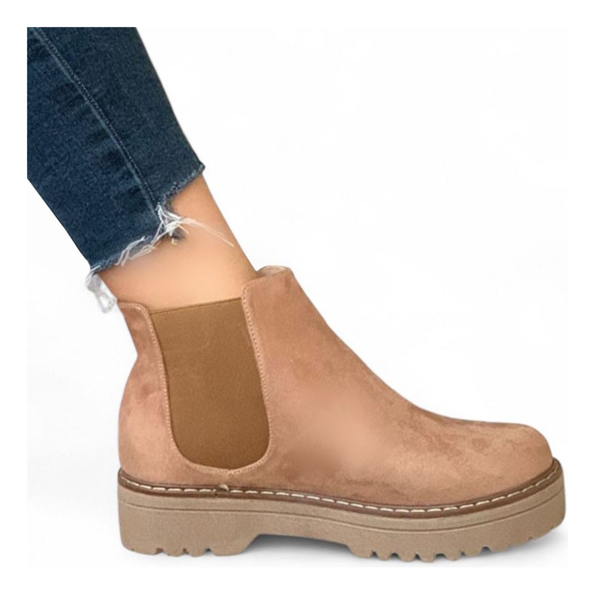 GENERICO - Botin Mujer Plataforma 3 Gamuza 2086L-58 Color Beige