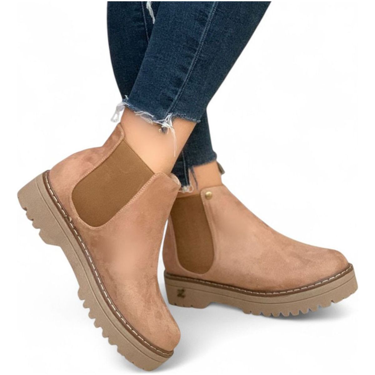 GENERICO - Botin Mujer Plataforma 3 Gamuza 2086L-58 Color Beige