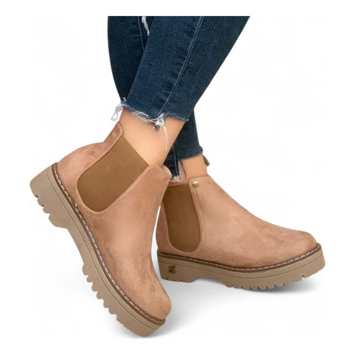 GENERICO - Botin Mujer Plataforma 3 Gamuza 2086L-58 Color Beige