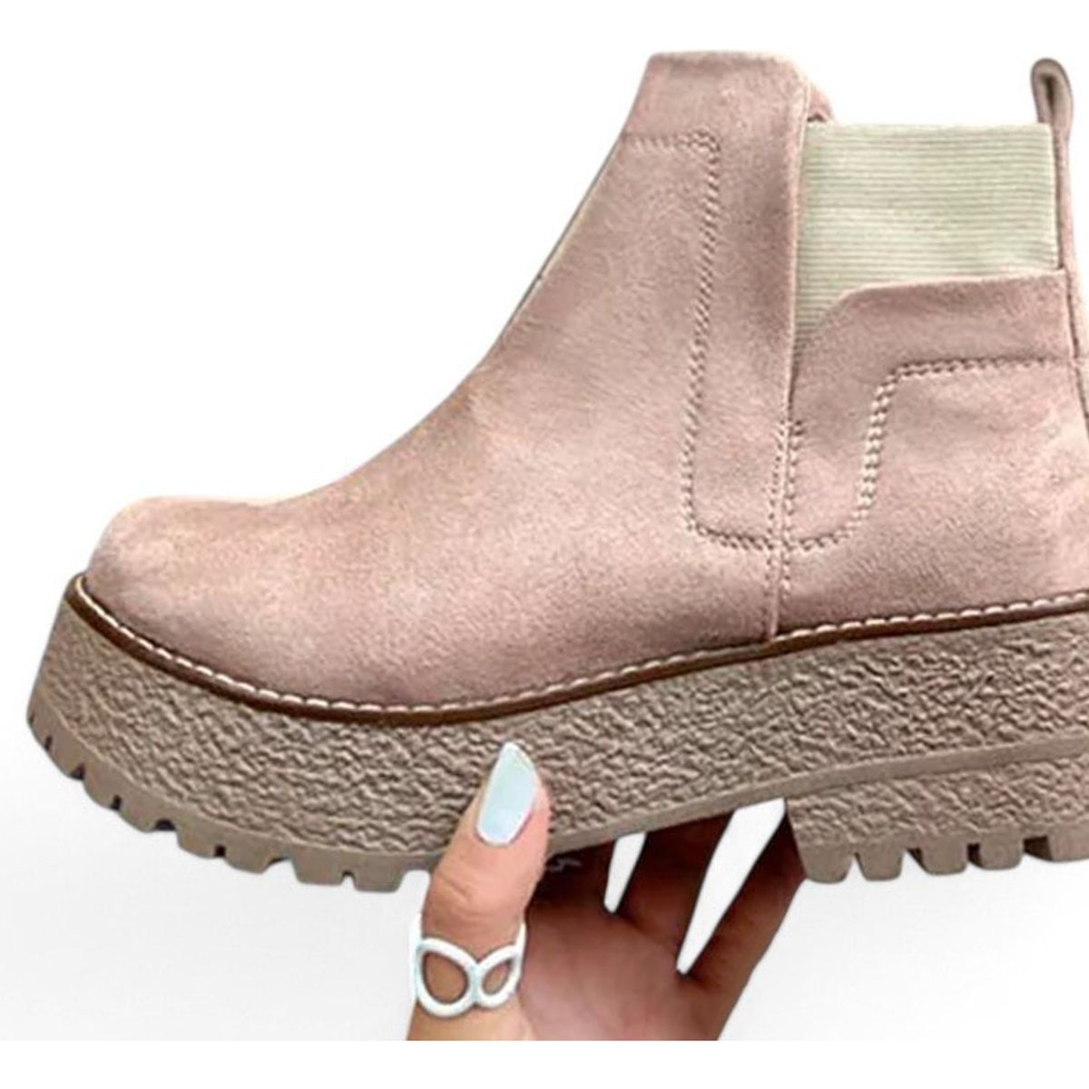 GENERICO - Botin Mujer Plataforma 5 Gamuza 2086L-60 Color Beige