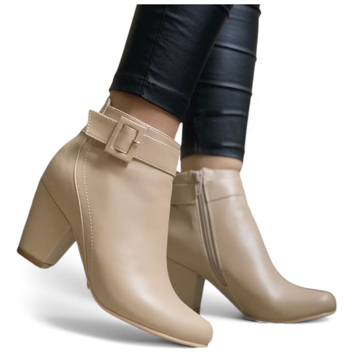 GENERICO - Botin Mujer Taco 7 Cisne 2086L-60 Color Beige