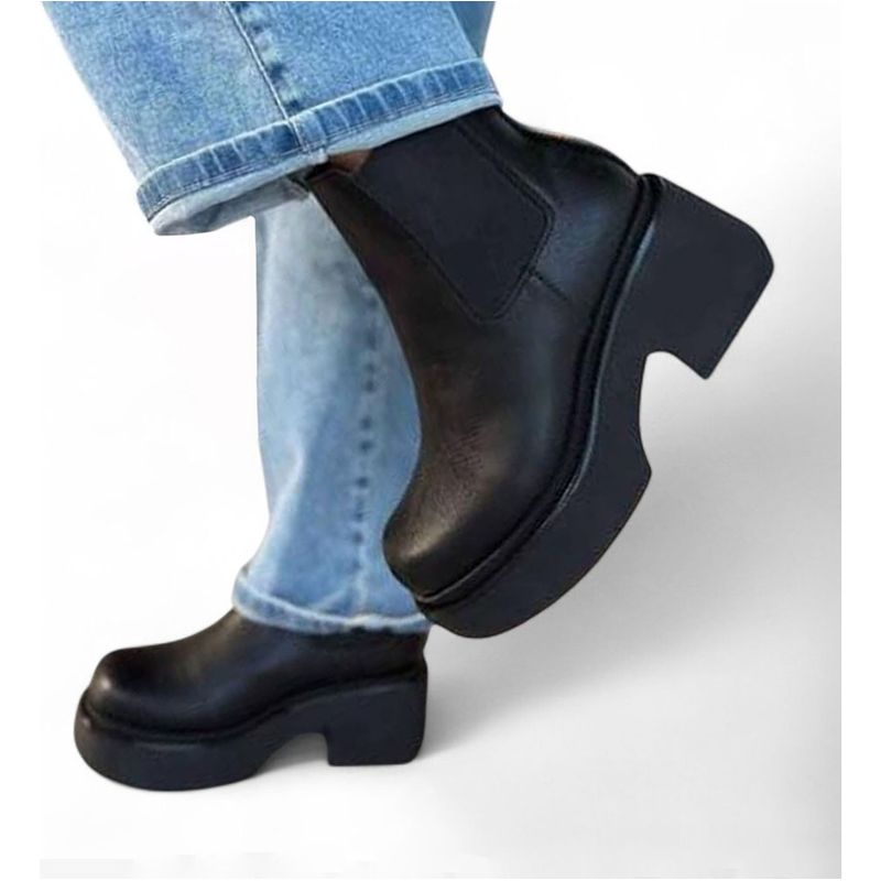 GENERICO - Botin Mujer Taco 7 Elastico 2086L-60 Color Negro