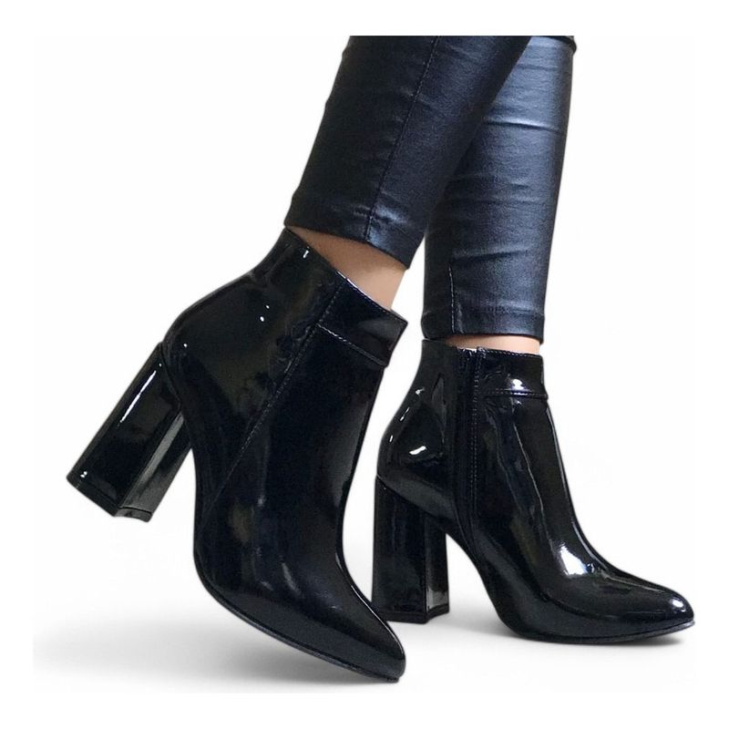 GENERICO - Botin Mujer Taco 9 Clasica Charol 2086L-60 Color Negro
