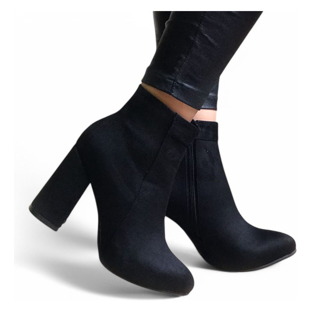 GENERICO - Botin Mujer Taco 9 Clasica Gamuza 2086L-60 Color Negro